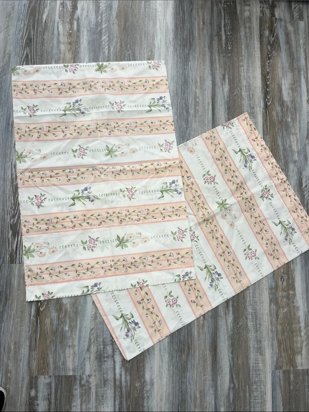 Vintage Stevens Floral Standard Pillowcase Pair - peach and white Cottagecore